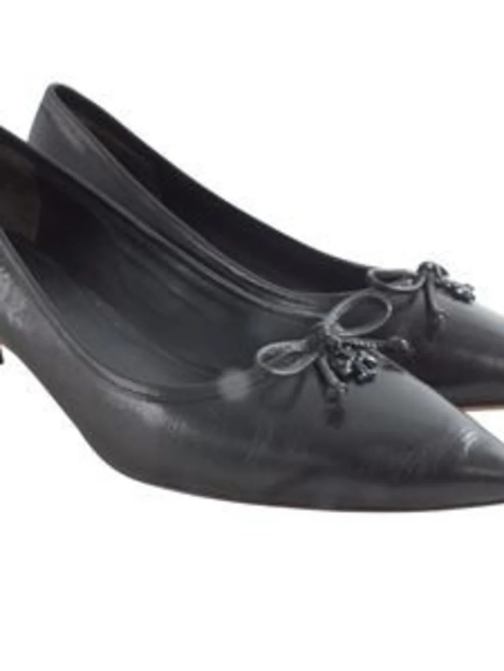 Tory Burch Charm Black Kitten Heel Pumps with Bow